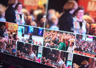 Vorschaumonitor zeigt sieben Livebilder von unterschiedlichen Kameras