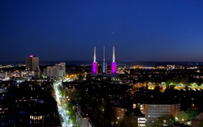 Wir für Social Distancing – Laserprojektion zum Thema