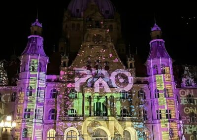 Videoprojektion am Rathaus in Hannover